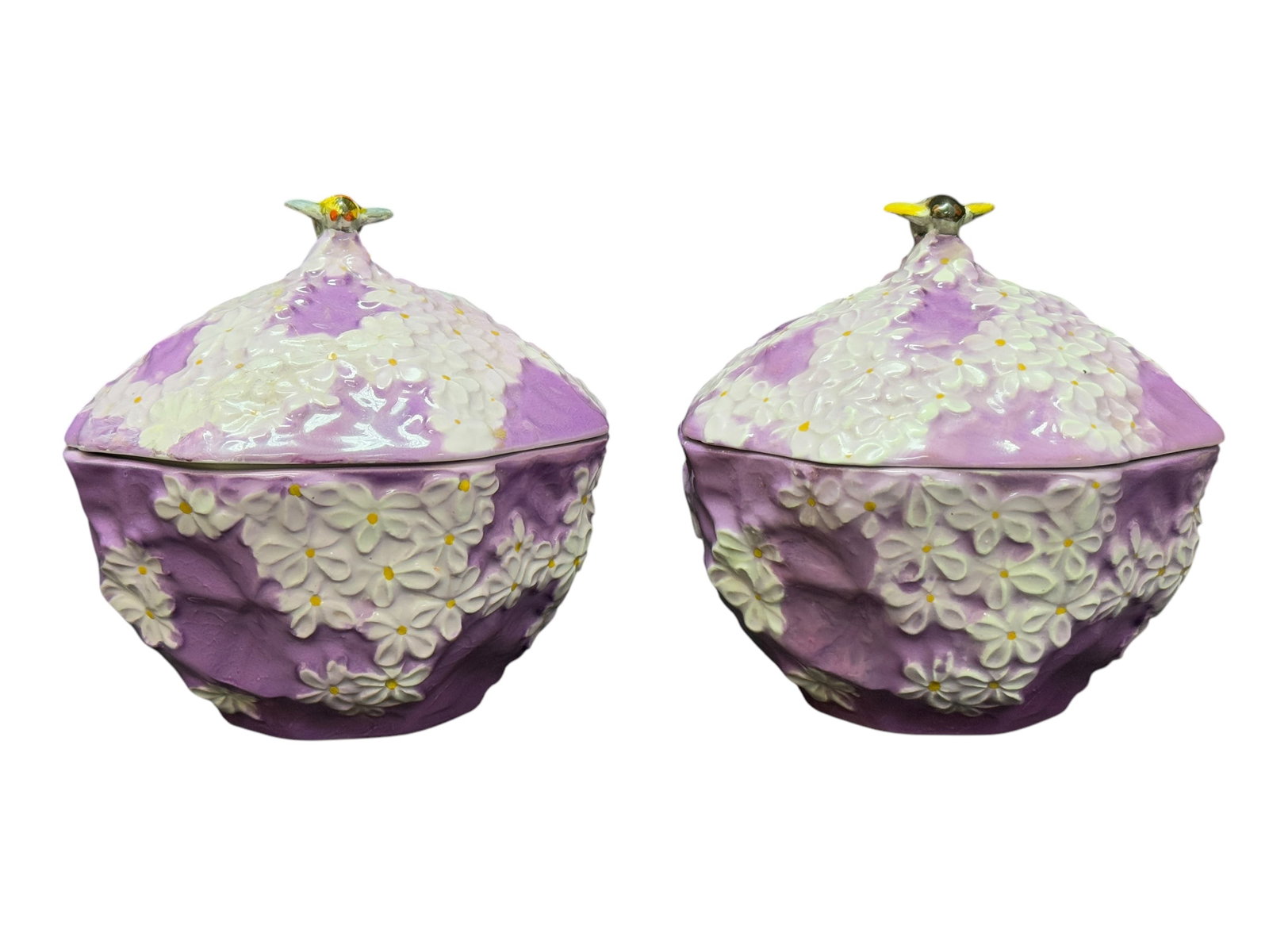 Pair of Lidded Royal Staffordshire Pottery Bowls: Pair of Lidded Royal Staffordshire Pottery Bowls. Marked on the bottom. Measures 5" H x 5" W x 5" D.