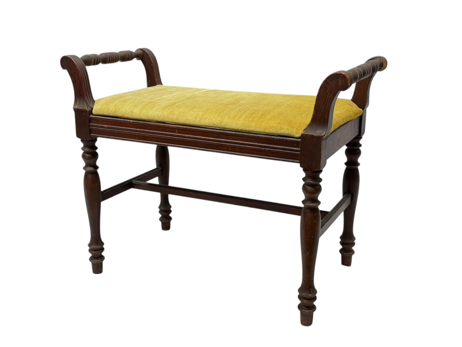 Antique Vanity Stool: Antique Vanity Stool. Measures 22" H x 28" W x 14.5" D.