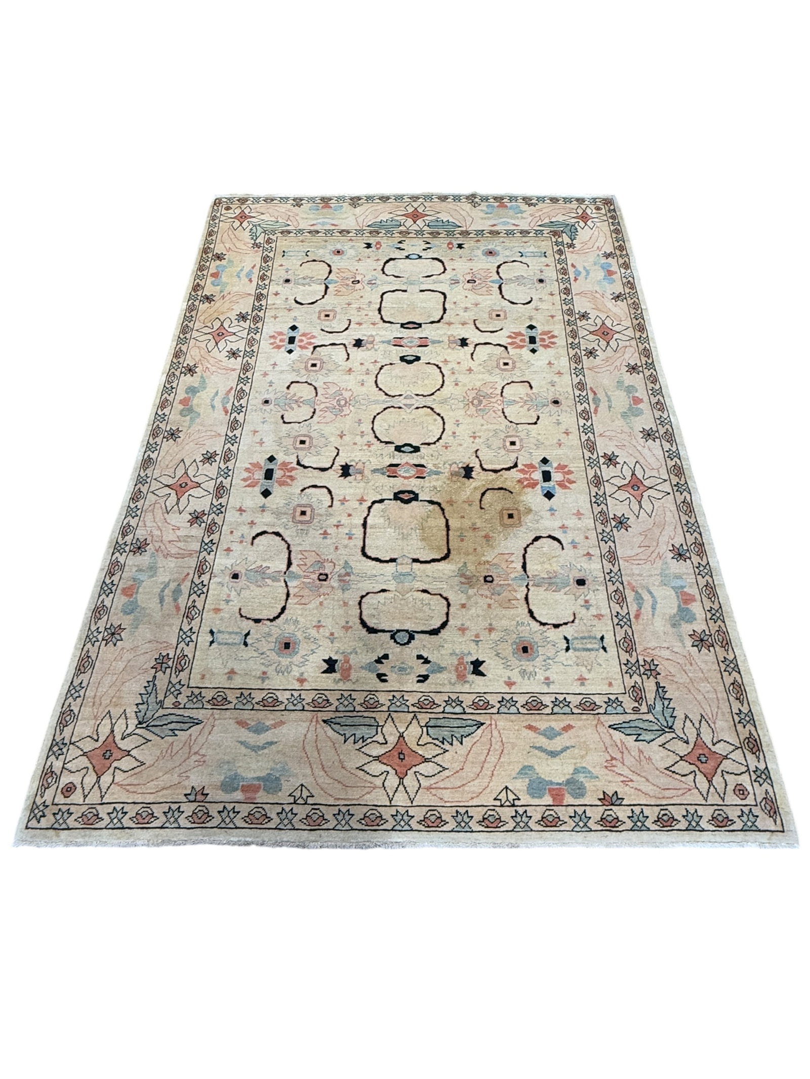 Antique Hand Knotted Turkish Rug: Antique Hand Knotted Turkish Rug. Measures 9' 6" x 6' 8.5".