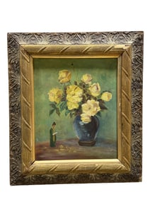 Early Framed Oil on Board Still Life Painting