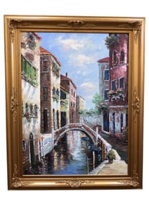 Oil on Canvas Venice Water Alley Painting