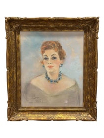 Signed Gisbert Palmié Woman Portrait Pastel Painting