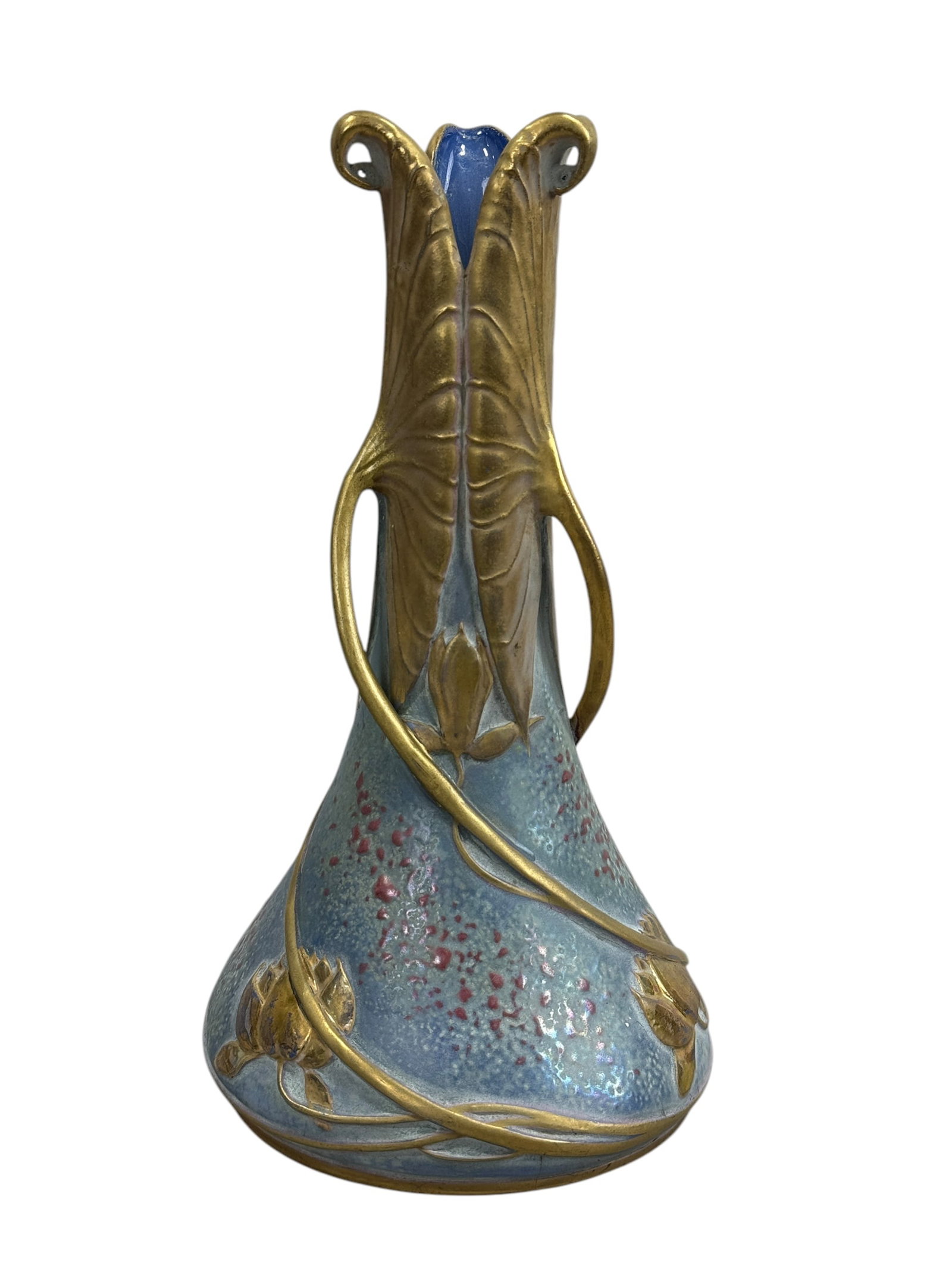 Ca. 1904 Paul Dachel, Teplitz Nouveau Vase: Ca. 1904 Paul Dachel, Teplitz Nouveau Vase. Teplitz stamp on the bottom. Measures 9.5" Tall.