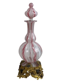Mounted Murano Latticinio Perfume Bottle