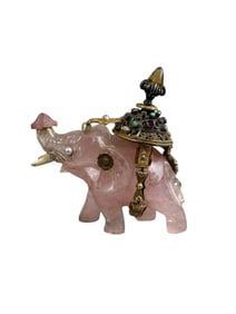 Rose Quartz Elephant w/ Gold Filled Mounts & Stones