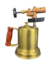 Vintage Brass Blow Torch w/ Wood Handle