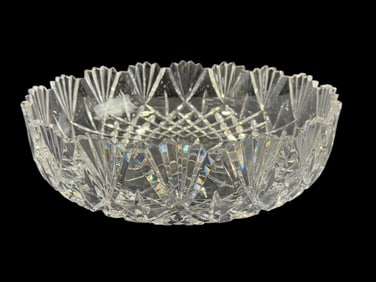 Large American Brilliant Period Crystal Center Bowl