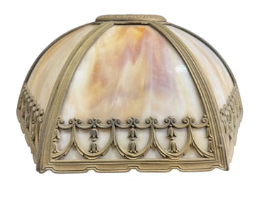 Early 20th C. Slag Glass Lamp Shade