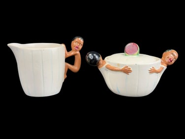 Rare Weller Pottery Mammy Sugar & Creamer