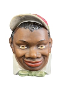 Antique Black Majolica Memorabilia Tobacco Jar