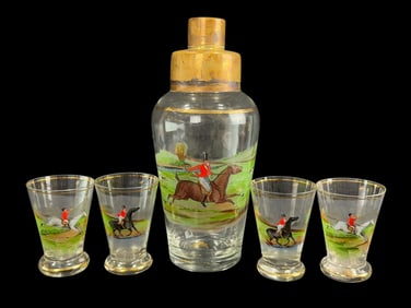 5Pc Enameled Czech Glass Shaker Set