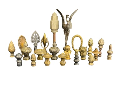 Group of Mostly Bronze Lamp Finials