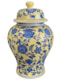 Rasied Enamel Floral Design Porcelain Urn