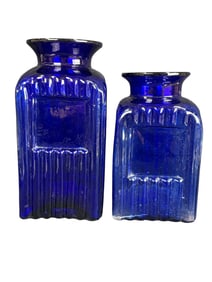 2 Large Cobalt Blue Apothecary Jars