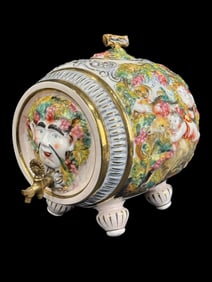 Italian Capodimonte Porcelain Barrel