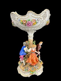 Large Von Schierholz Dresden Figural Compote