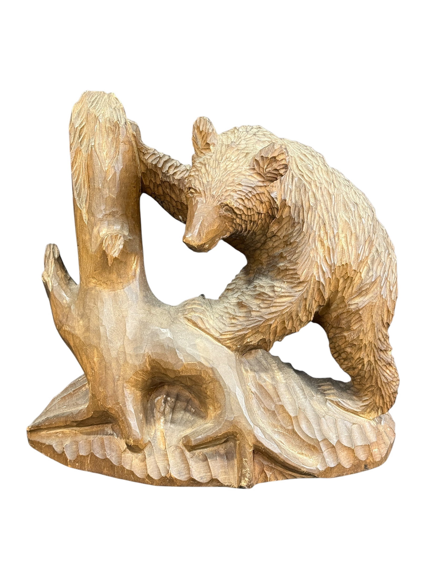 Wood Carved Black Forest Bear: Wood Carved Black Forest Bear. Measures 12" H x 12.5" W x 6" D.
