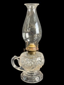 Antique EAPG Clear Heart Pattern Oil Lamp