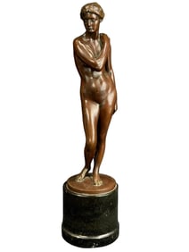 Signed Cir 1900 Eduard Muller Bronze Nude Sculpture