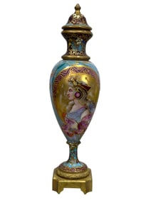 Antique Mini Royal Vienna Bronze Mounted Urn