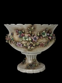 Antique F.lli Mollica & Co. Capodimonte Porcellana Compote