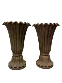 Pair of Terracotta Fluted Vases