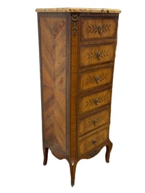 French Louis XV Style Lingerie Chests w/ Marble Top