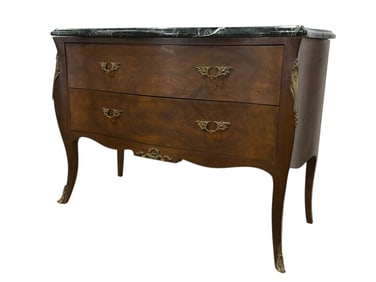French Louis XV Style Commode by Baker w/ Verde Marble Top