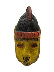 Antique Wood Carved Hand Painted Wall Hanging Mask