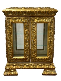 Petite French Style Gold Gilt Display Cabinet