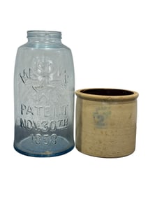 Large Mason's Eagle Star Jar & Pottery Crock