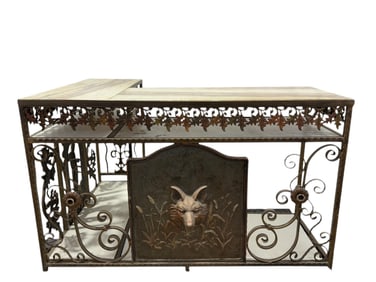 Iron Marble Top Art Deco Counter