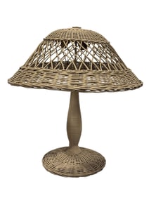 Antique American Arts & Crafts Wicker Lamp