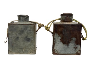 Pair of Antique Metal Oil Cans