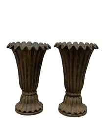 Pair of Terracotta Fluted Vases