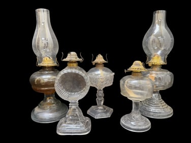 Group of 5 Antique Oil Lamps