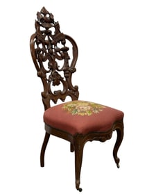 Antique Carved Walnut Chair Attr. To John Belter