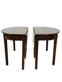 Antique George III Double Leaf Demi Lune Mahogany Banquet Dining Table