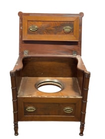 Antique Flame Mahogany George IV Stepped Commode Chair