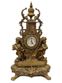 Imperial Style Gilt Cherub Wood Decorative Clock