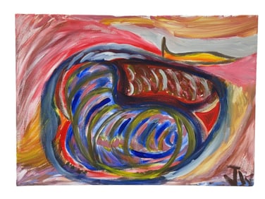 Signed JIV Oil on Canvas Abstract Painting