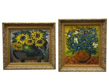 Pair of Oil on Baord Still Life Paintings