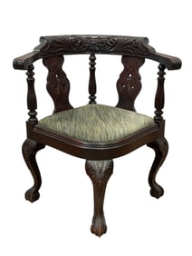 Antique Wood Carved Mahogany Corner Chair