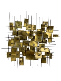 MCM Curtis Jere Brass & Copper Brutalist Wall Sculpture