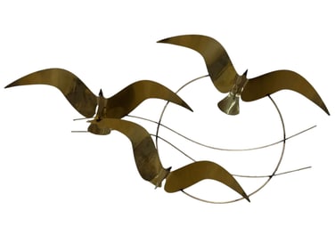 MCM Curtis Jere Brass Flock of Seagulls Wall Sculpture