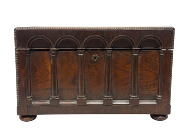 Fine 19th C. English Flame Mahogany Music Tea Caddy