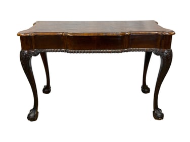 19th C. Flame Mahogany Irish Chippendale Console Table