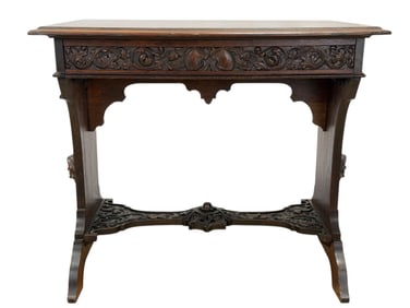 19th C. Gothic Revival Oak Library Table Attr. to A.W.N. Pugin & Sir Charles Barry