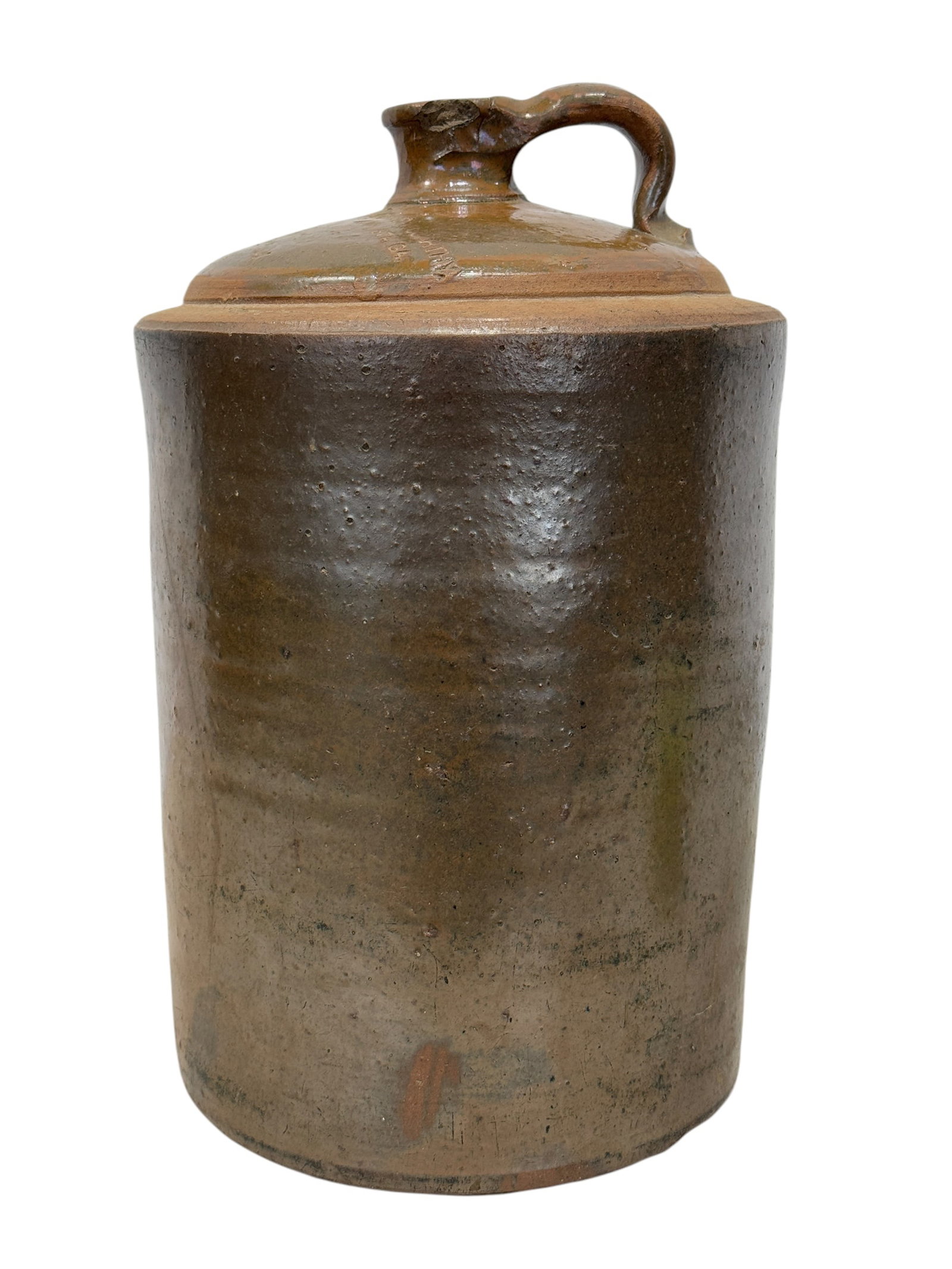 Signed John D. McCarthy Pottery Jug: Signed John D. McCarthy Pottery Jug. Marked John D. McCarthy Augusta, GA on the top of jug. Measures 13.5" Tall.