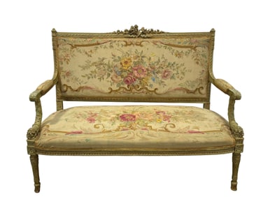 19th C. French Louis XVI Style Aubusson Settee